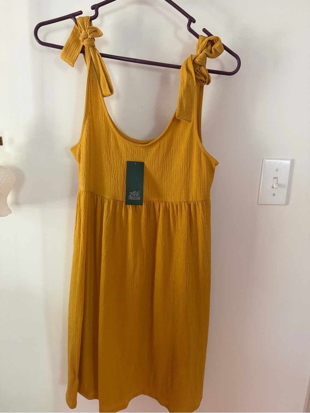 NWT Wild Fable Yellow Textured U-Neck Sundress-M